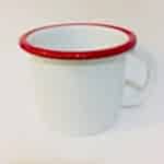 Emaye Kupa Beyaz Ağız Kırmızı