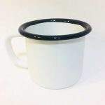 Emaye Kupa Beyaz Ağız Siyah