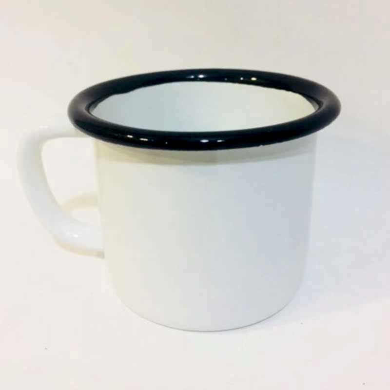 Emaye Kupa Beyaz Ağız Siyah