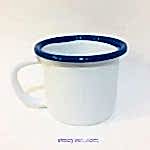 Emaye Kupa Beyaz Ağız Lacivert