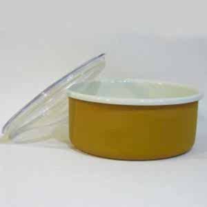 Emaye Bisküvi Kutusu Oksit Sarı