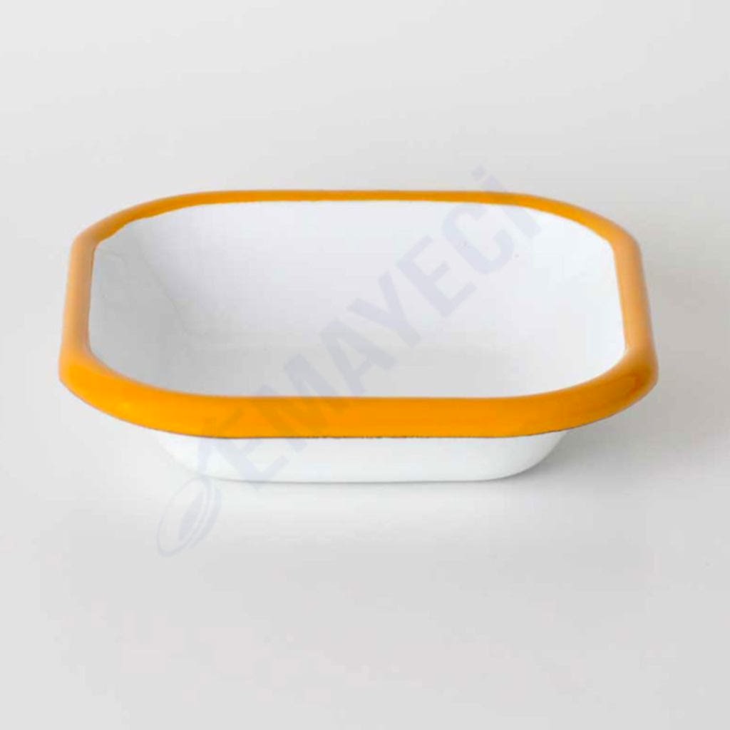 Emaye Mini Kare Meze Tabağı Oksit Sarı