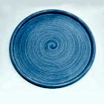 Emaye Tabak Tepsi Çizgi Desen Lacivert