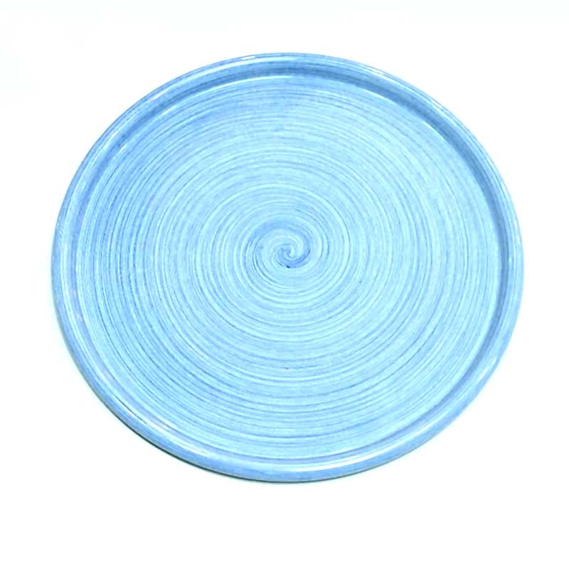 Emaye Tabak Tepsi Çizgi Desen Lacivert