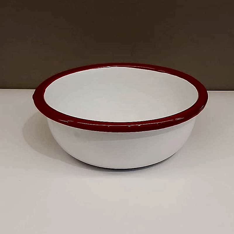 Emaye Kase Beyaz Kırmızı