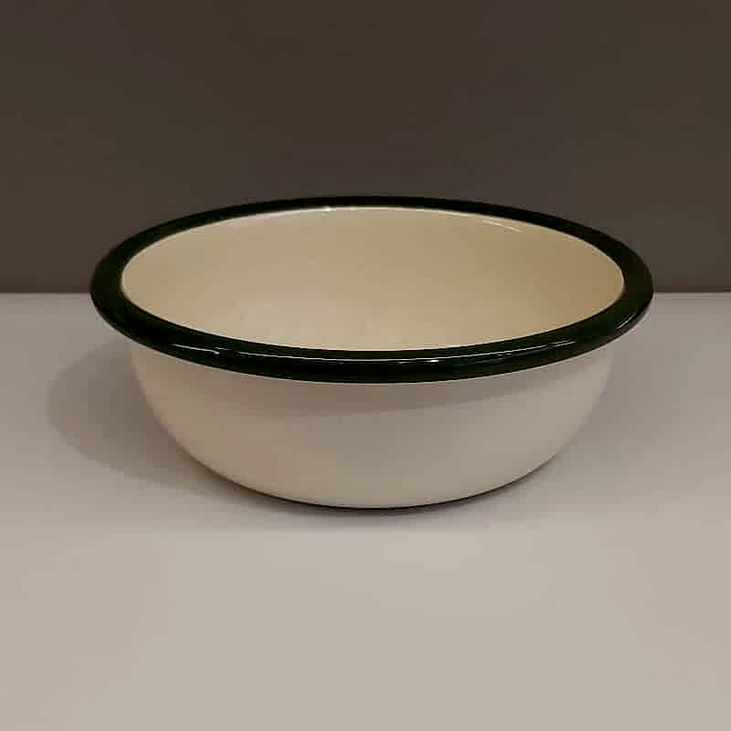 Emaye Kase 12 cm Krem Yeşil