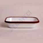 Emaye Dikdörtgen Meze Tabağı Beyaz Kordon Kırmızı