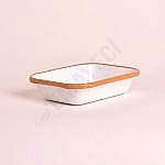 Emaye Dikdörtgen Meze Tabağı Beyaz Kordon Sarı