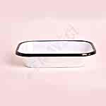 Emaye Dikdörtgen Meze Tabağı Beyaz Kordon Siyah