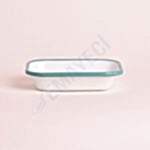 Emaye Dikdörtgen Meze Tabağı Beyaz Kordon Turkuaz