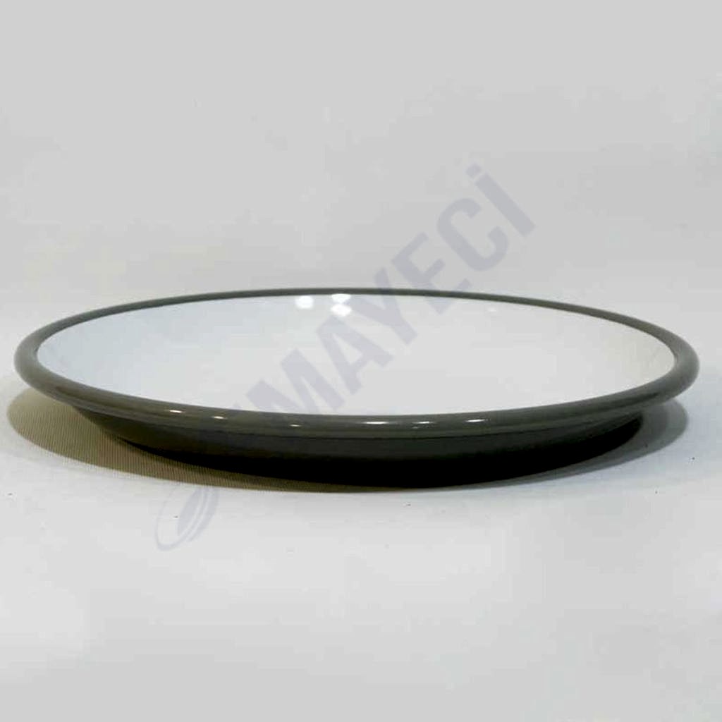 Emaye Derin Düz Servis Tabağı Gri