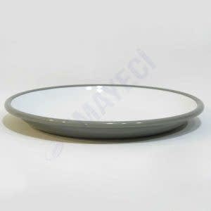 Emaye Derin Düz Servis Tabağı Gri