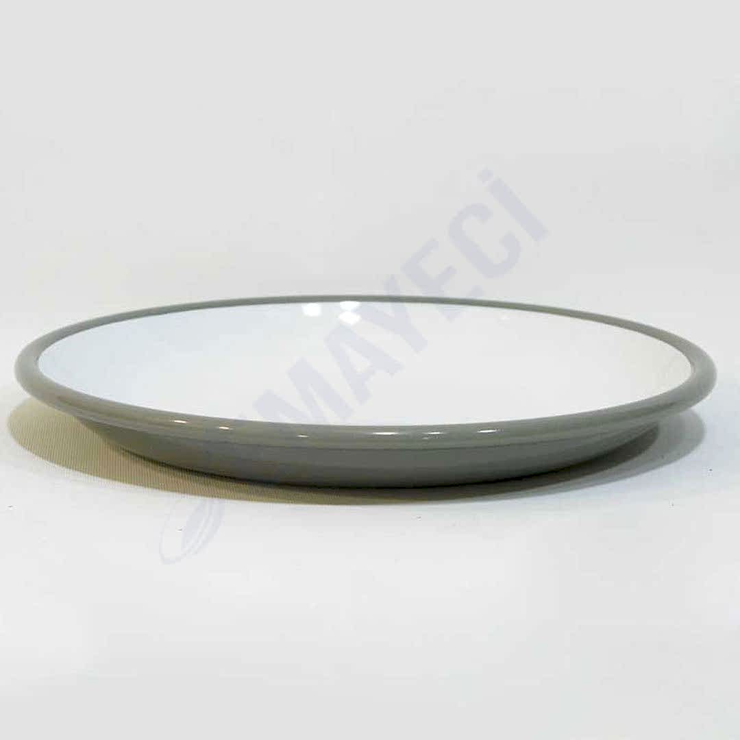 Emaye Derin Düz Servis Tabağı Gri