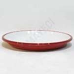 Emaye Derin Düz Servis Tabağı Kırmızı