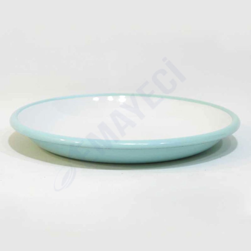 Emaye Derin Düz Servis Tabağı Nil Mavi