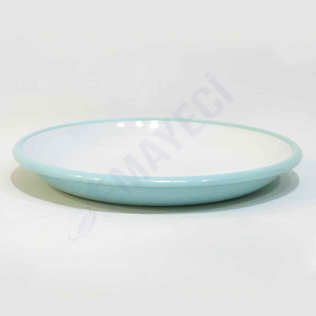 Emaye Derin Düz Servis Tabağı Nil Mavi