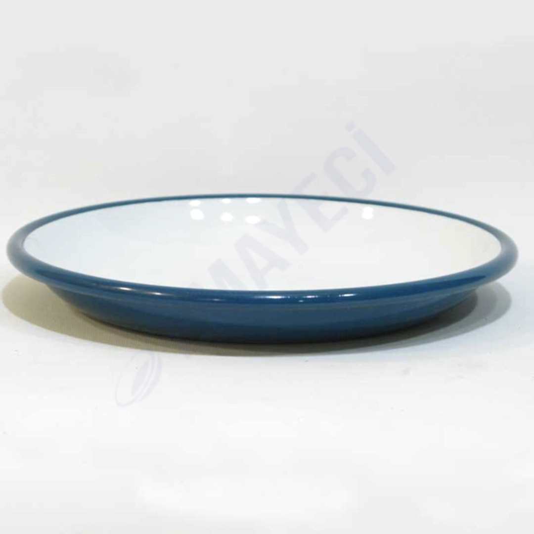 Emaye Derin Düz Servis Tabağı Petrol Yeşili