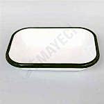 Emaye Dikdörtgen Meze Tabağı Beyaz Kordon Asker Yeşili