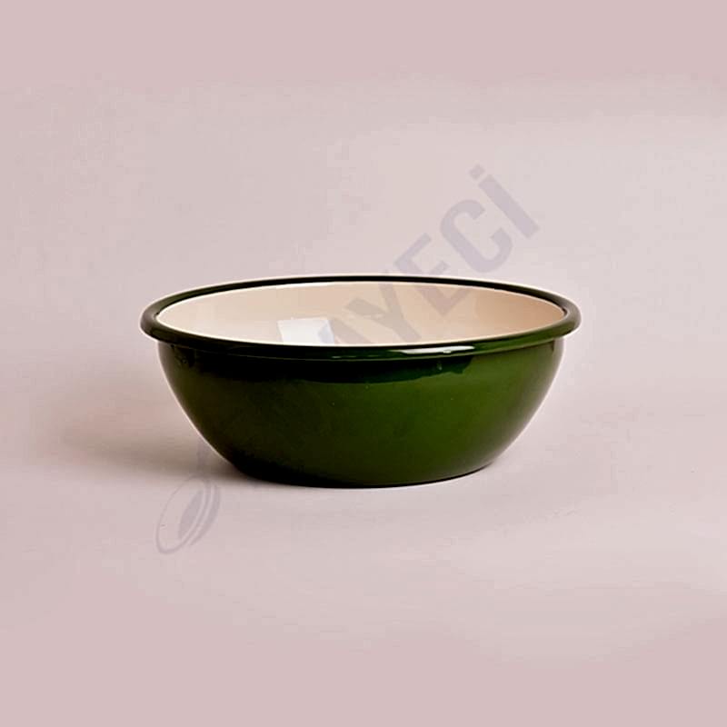 Emaye Kase 26 cm Asker Yeşili