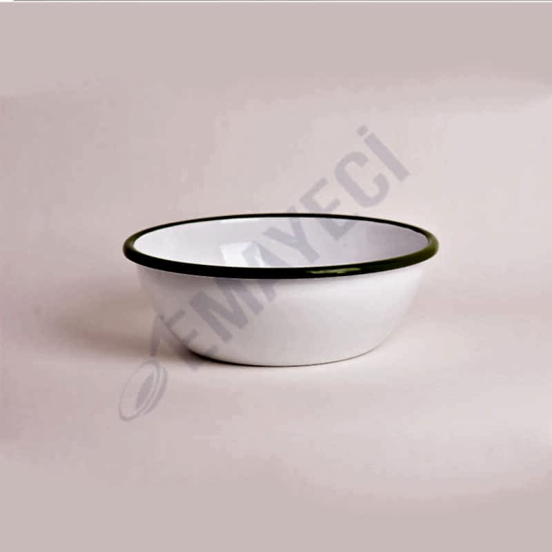 Emaye Kase 26 cm Beyaz Kordon Yeşil