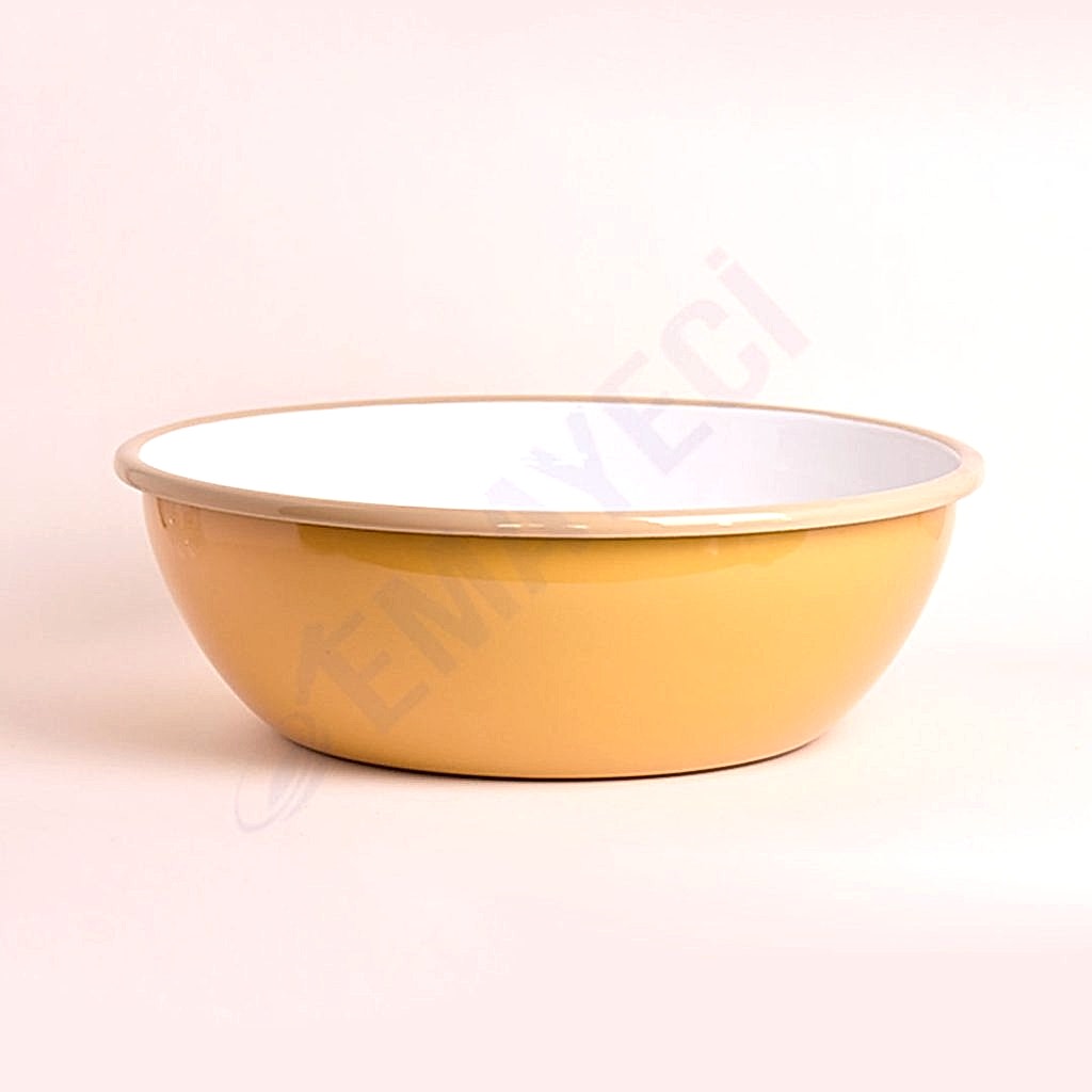Emaye Kase 32 cm Oksit Sarı
