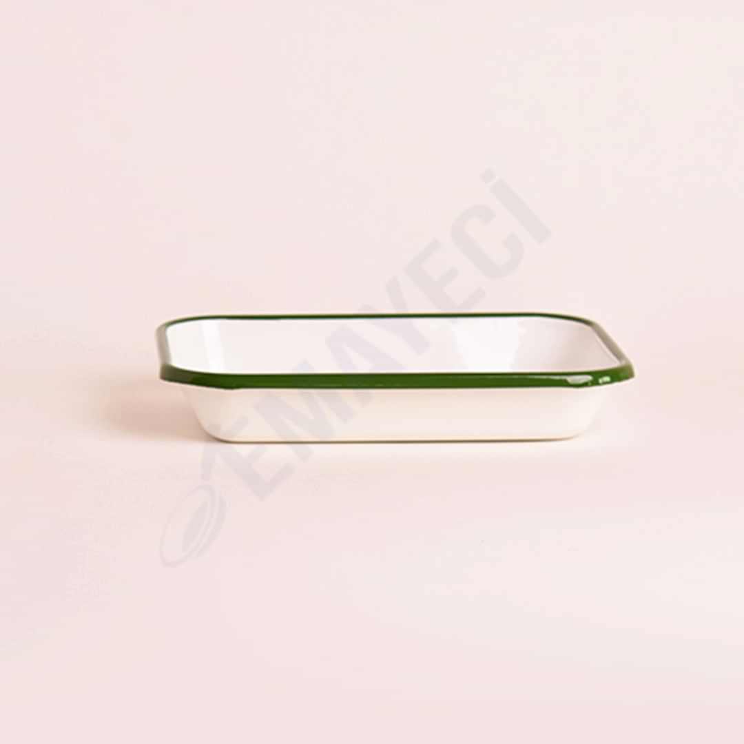 Emaye Meze Tabağı 21 x 16 cm Asker Yeşili