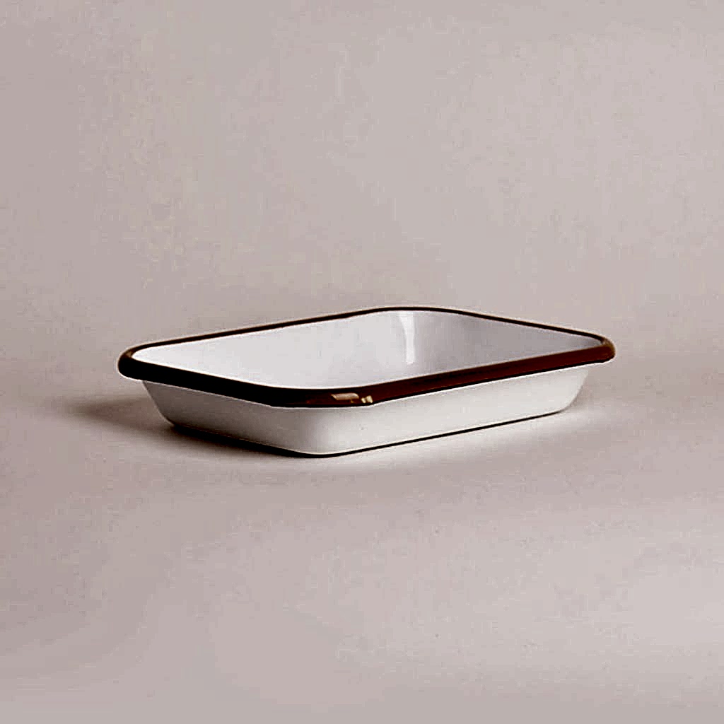 Emaye Meze Tabağı 21 x 16 cm Beyaz Sarı