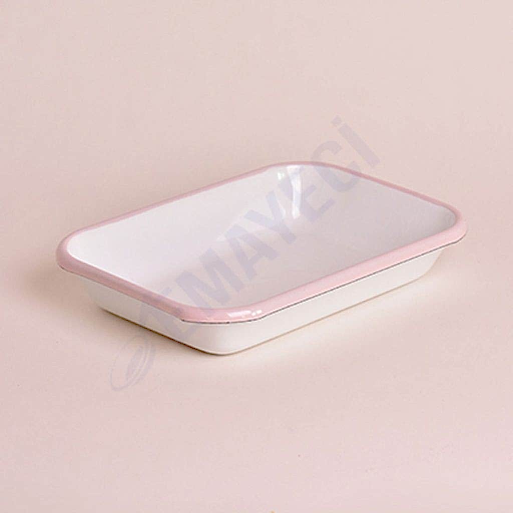 Emaye Meze Tabağı 21 x 16 cm Pembe Kordon