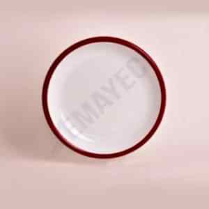 Emaye Servis Tabağı 20 cm Beyaz Kırmızı