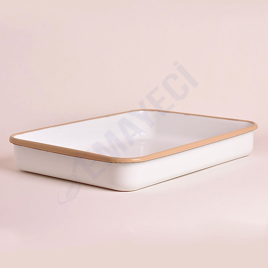 Emaye Dikdörtgen Fırın Tepsisi Beyaz