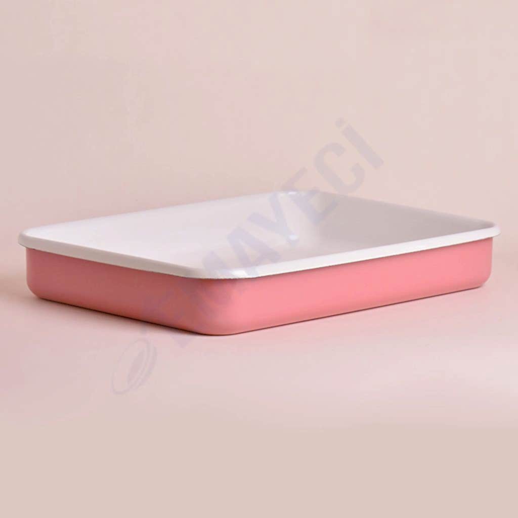 Emaye Dikdörtgen Fırın Tepsisi Pembe
