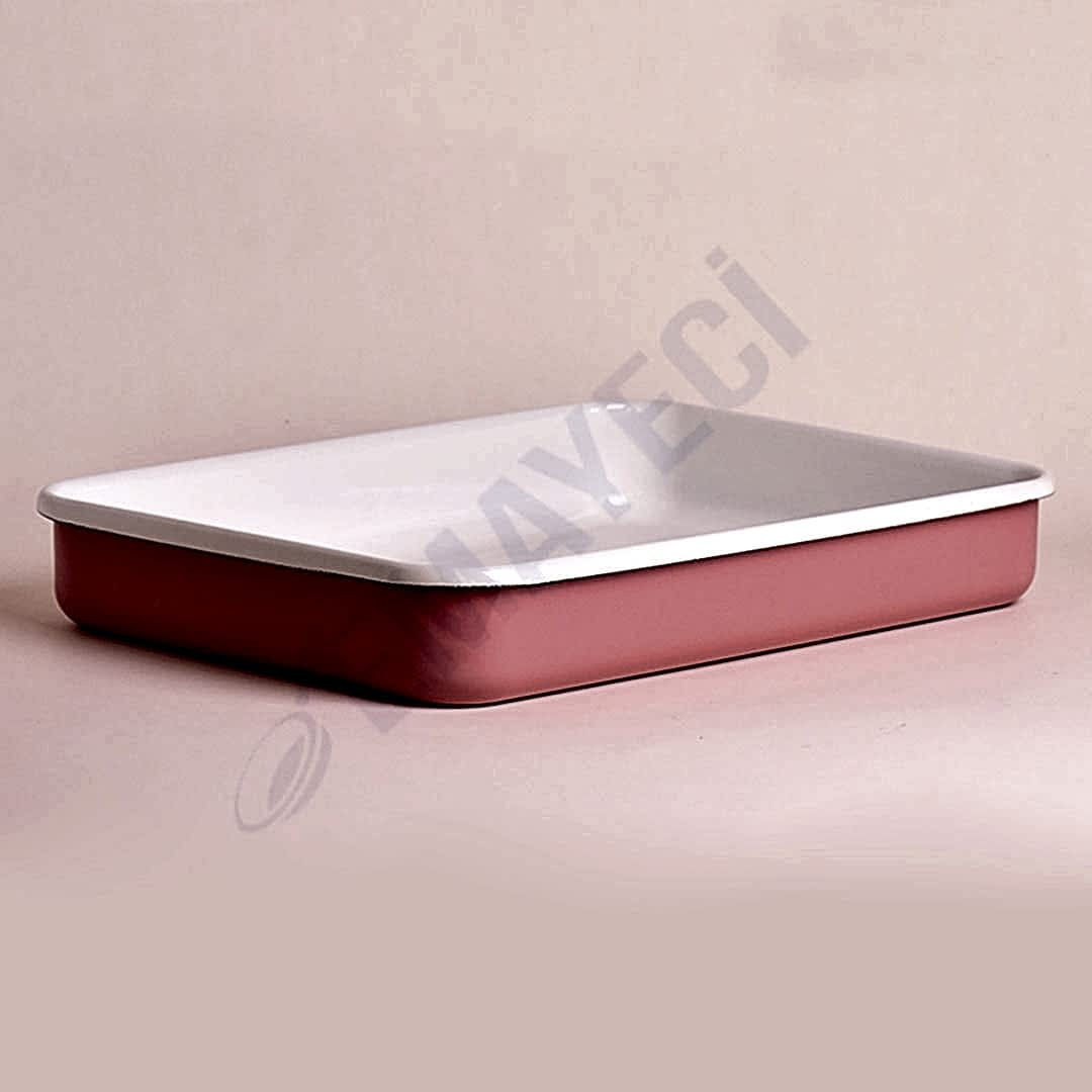 Emaye Dikdörtgen Fırın Tepsisi Pembe