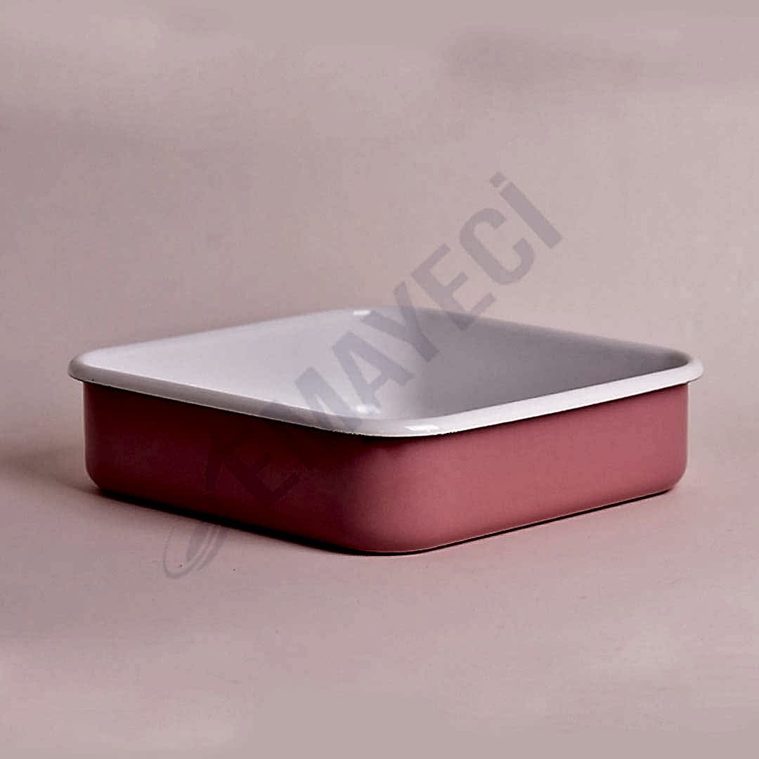 Emaye Kare Fırın Tepsisi Pembe