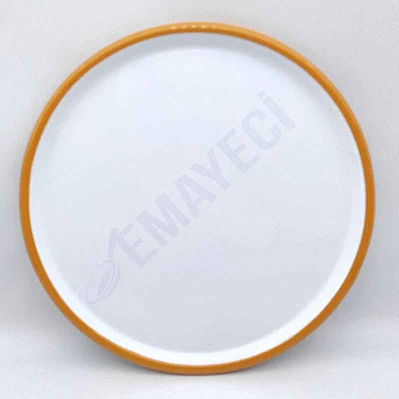 Emaye Pizza Tabağı Beyaz Sarı