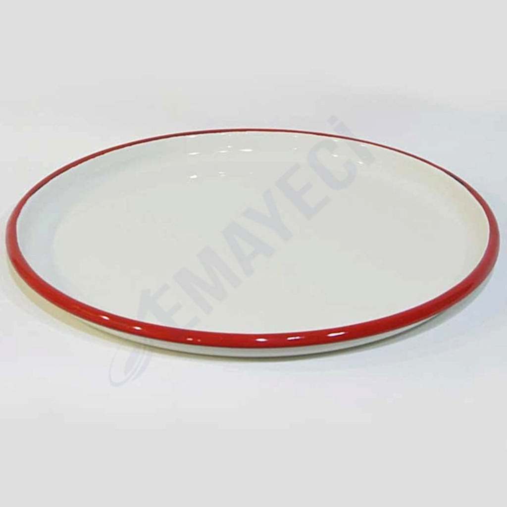 Emaye Pizza Tabağı 32 cm Kırmızı