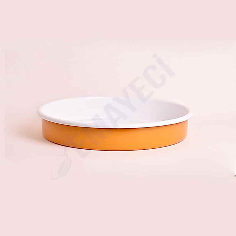 Emaye Yuvarlak Fırın Tepsisi Oksit Sarı