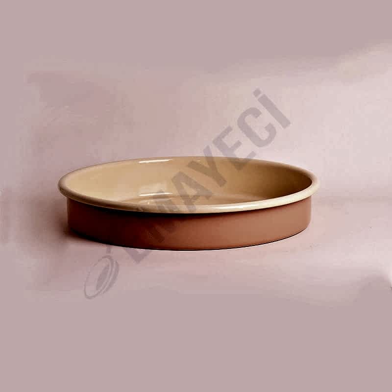 Emaye Yuvarlak Fırın Tepsisi Pembe