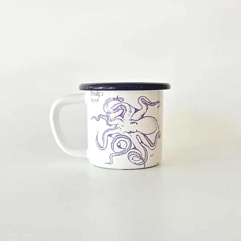 Emaye Küçük Kupa Ahtapot Desenli