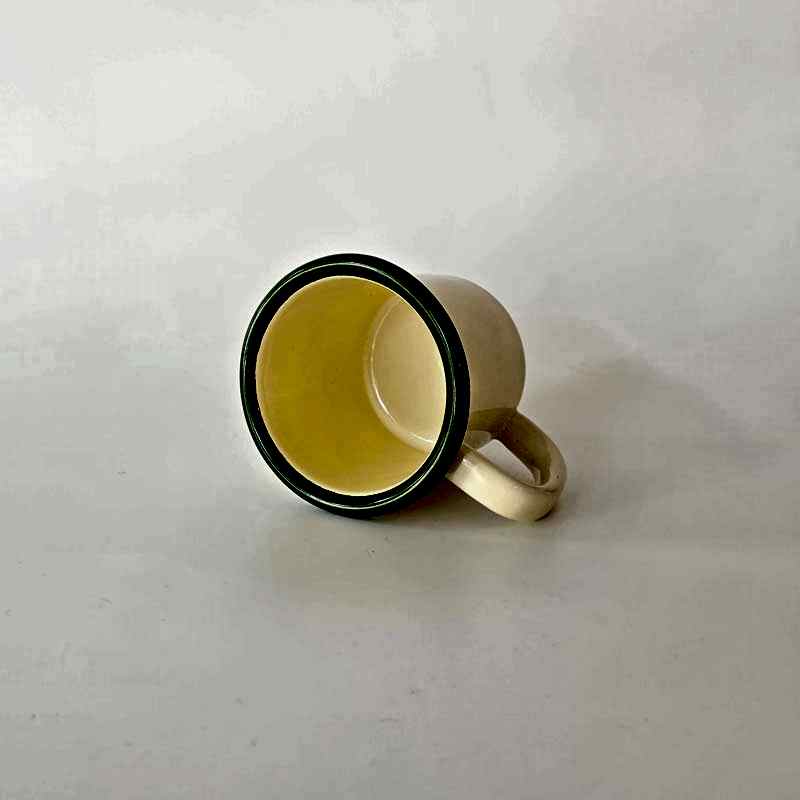 Emaye Küçük Kupa Krem Ağız Yeşil