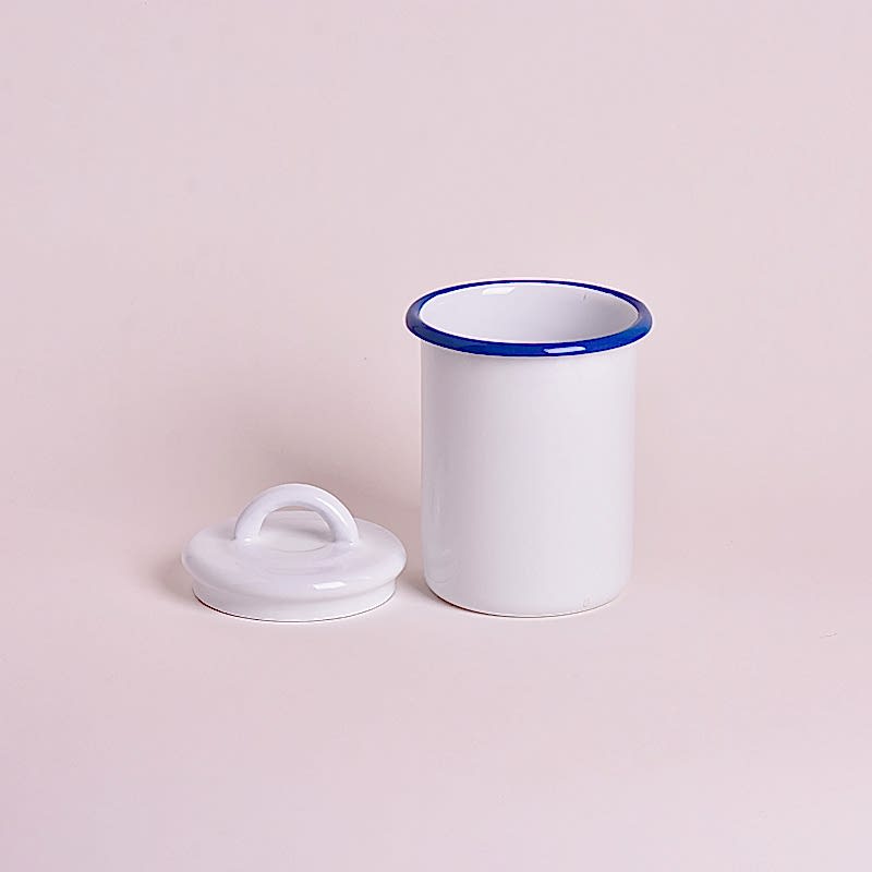 Emaye Kavanoz 1 No Beyaz Kobalt