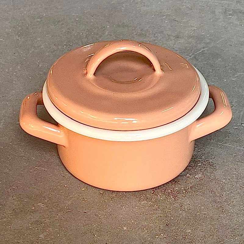 Emaye Mini Tencere Gul Kurusu 12 cm