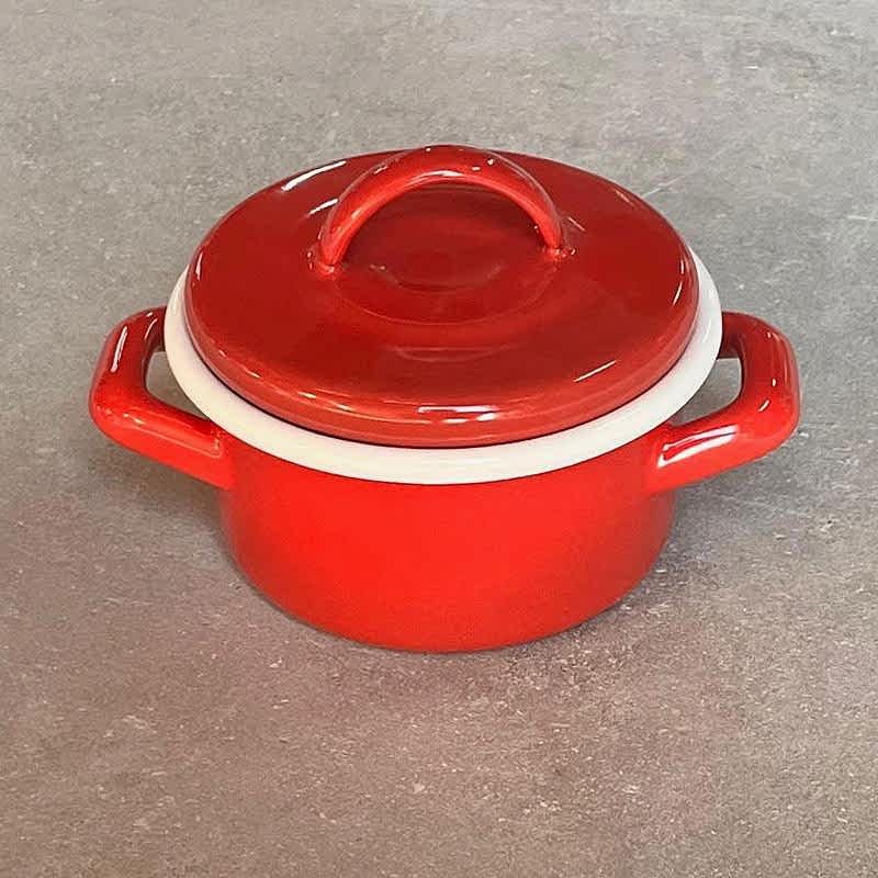 Emaye Mini Tencere Kirmizi 12 cm